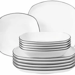 Neu 👍 Schlussverkauf 🧨 Seltmann Weiden Lido Black Line Tafelservice 12-teilig Eckig 😍 🔥