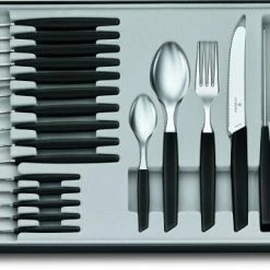 Rabatt 🎉 Budget 🎁 Victorinox Swiss Modern Besteck-Set Mit Tomatenmessern, 24-teilig, Schwarz 🤩 💯